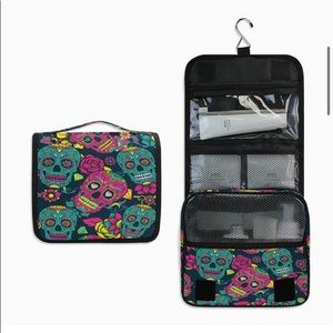 Floral Sugar Skull Travel Makeup Bag